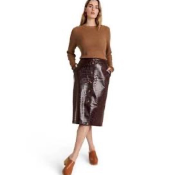 Rachel Comey Brown Croc-Embossed Skirt - Picture 2 of 4